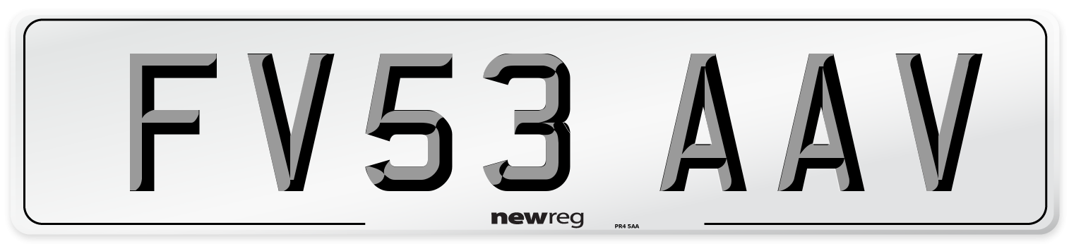 FV53 AAV Number Plate from New Reg